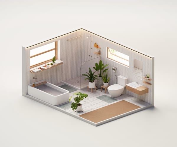 KI-gestütztes Badezimmer-Rendering