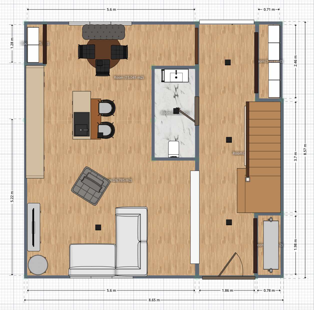 small two-story house plan, ground floor